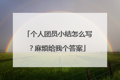 个人团员小结怎么写？麻烦给我个答案