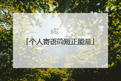个人寄语简短正能量