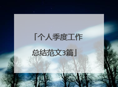 个人季度工作总结范文3篇