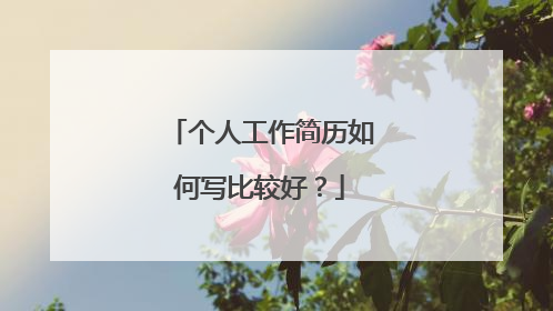 个人工作简历如何写比较好？