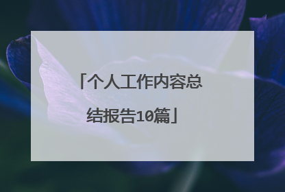 个人工作内容总结报告10篇