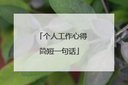 个人工作心得简短一句话