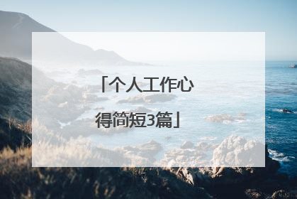 个人工作心得简短3篇