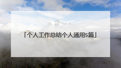 个人工作总结个人通用5篇