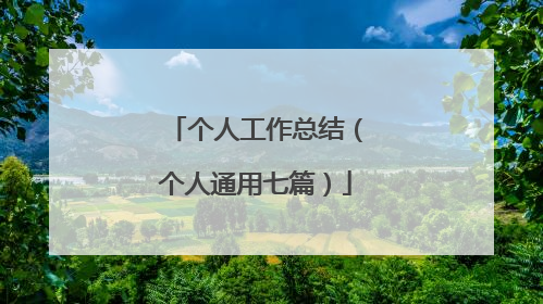 个人工作总结（个人通用七篇）