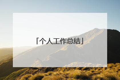 个人工作总结