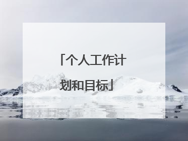 个人工作计划和目标