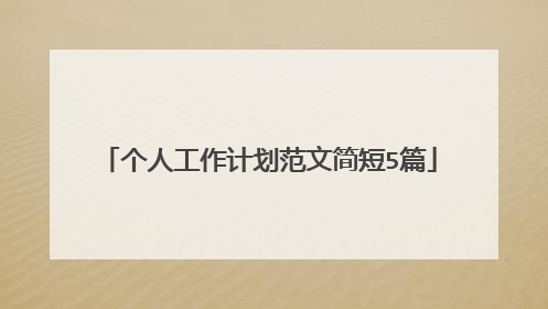 个人工作计划范文简短5篇