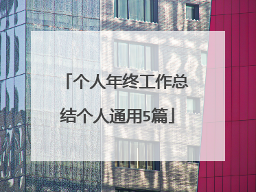 个人年终工作总结个人通用5篇