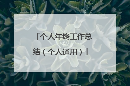 个人年终工作总结(个人通用)