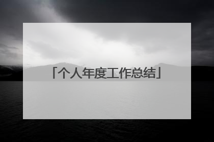 个人年度工作总结