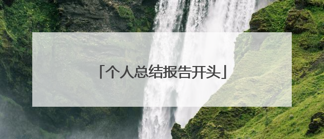 个人总结报告开头
