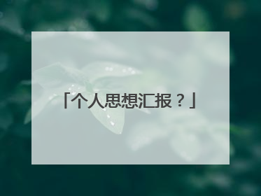 个人思想汇报?