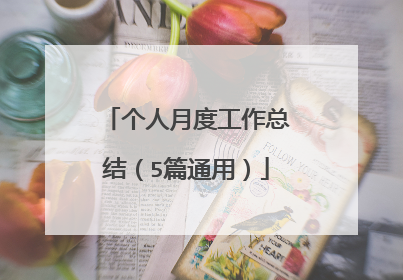 个人月度工作总结（5篇通用）