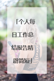 个人每日工作总结报告精辟简短