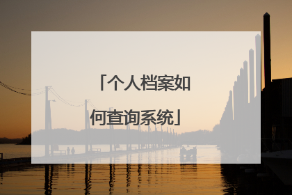 个人档案如何查询系统