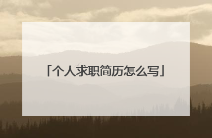 个人求职简历怎么写