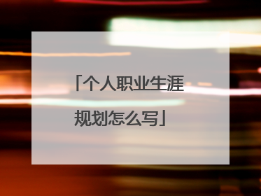 个人职业生涯规划怎么写
