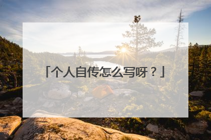 个人自传怎么写呀?