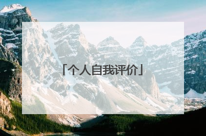 个人自我评价