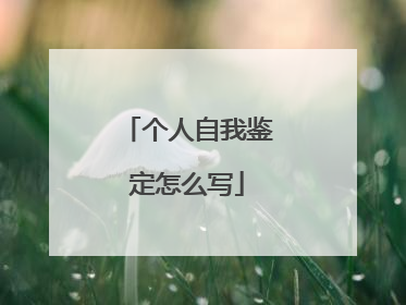 个人自我鉴定怎么写