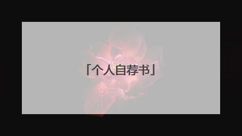 个人自荐书