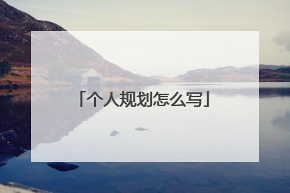 个人规划怎么写