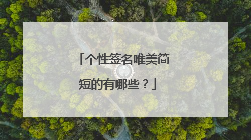 个性签名唯美简短的有哪些？