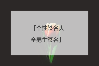 个性签名大全男生签名
