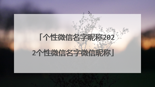 个性微信名字昵称2022个性微信名字微信昵称