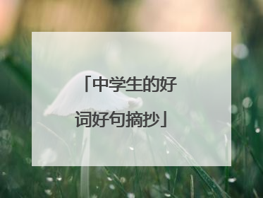 中学生的好词好句摘抄