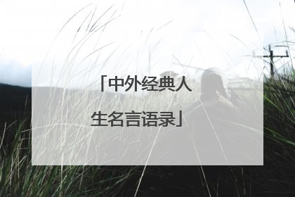 中外经典人生名言语录