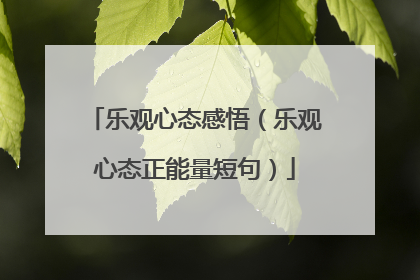 乐观心态感悟（乐观心态正能量短句）