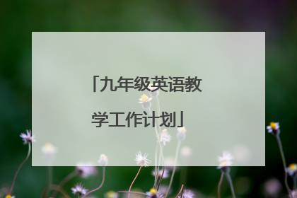 九年级英语教学工作计划