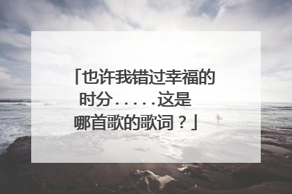 也许我错过幸福的时分.....这是哪首歌的歌词?