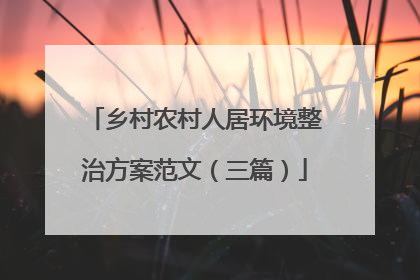 乡村农村人居环境整治方案范文（三篇）