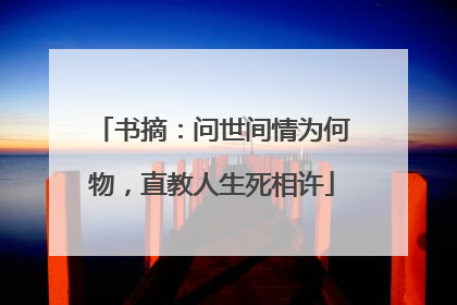 书摘：问世间情为何物，直教人生死相许