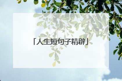 人生短句子精辟