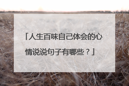 人生百味自己体会的心情说说句子有哪些？