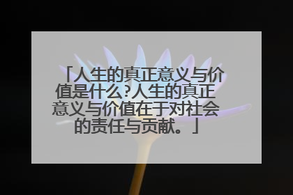 人生的真正意义与价值是什么?人生的真正意义与价值在于对社会的责任与贡献。