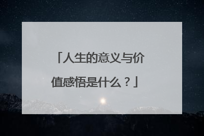人生的意义与价值感悟是什么？