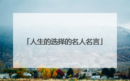 人生的选择的名人名言