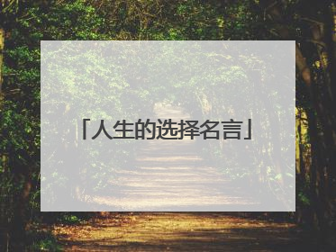 人生的选择名言