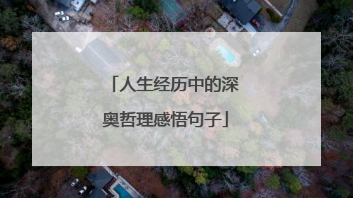 人生经历中的深奥哲理感悟句子