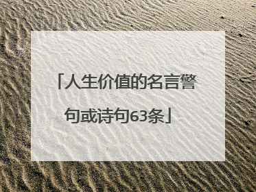 人生价值的名言警句或诗句63条