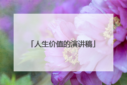 人生价值的演讲稿