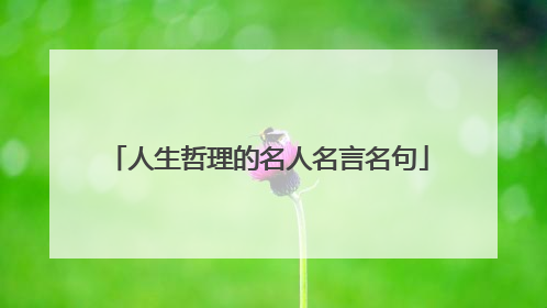 人生哲理的名人名言名句