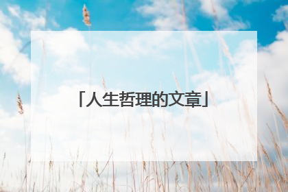 人生哲理的文章