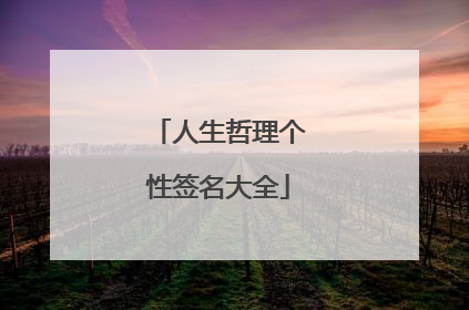 人生哲理个性签名大全