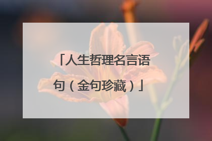 人生哲理名言语句(金句珍藏)